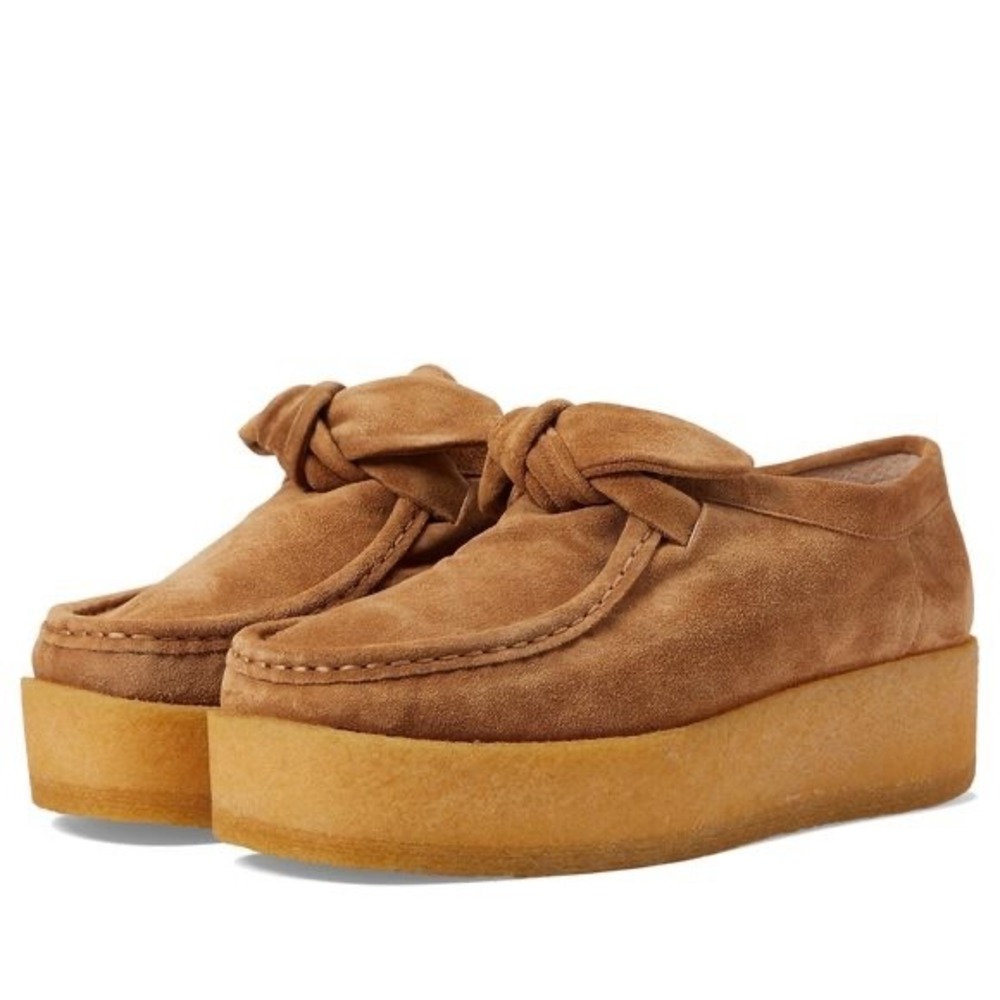 Loeffler Randall Suede Knot Platform Loafers in Chestnut
